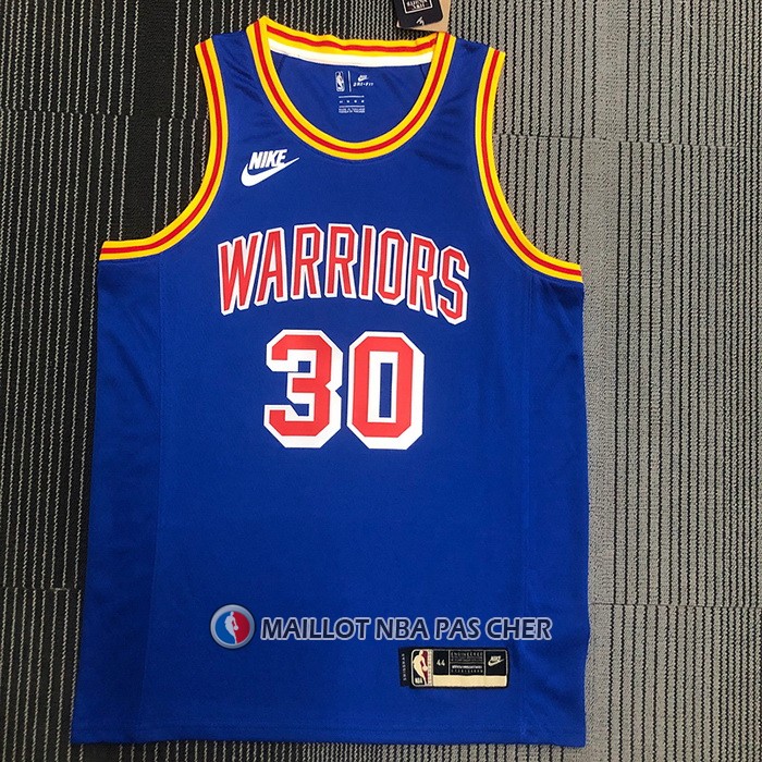 Maillot Golden State Warriors Stephen Curry NO 30 75th Anniversary Bleu